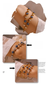 Dettaglio del bracciale occhio del male con fascia a spirale e accenti di cristallo lucido