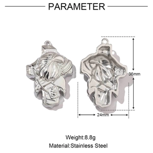 Detailed parameter view of stainless steel bird pendant showing 36mm height and 8.8g weight