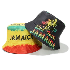Jamaica One Love Reggae Bucket Hat Polyester Sun Protection Hip Hop Street Style Outdoor For Men Women