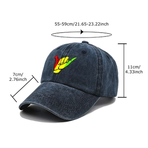 Distressed grey washed cotton baseball cap featuring colorful Shaka hand gesture embroidery