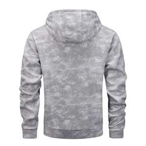 Rückansicht des Herren-Kapuzenpullovers mit Camouflage-Marmor-Effekt und Rippbündchen