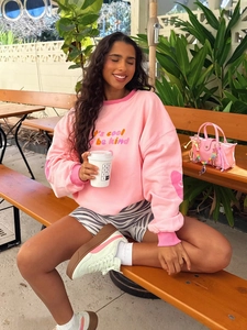 Women Cotton Sweatshirt Round Neck Pullover Long Sleeve Letter Heart Print Casual Sweet Streetwear Loose Top