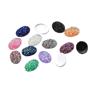 Oval 13x18mm glitter resin druzy cabochons in mixed colors for DIY jewelry making