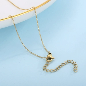 Collier en acier inoxydable doré avec fermoir mousqueton sécurisé et chaîne d'extension réglable