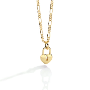 925 Sterling Silver Heart Padlock Pendant Necklace For Women Vintage Elegant Figaro Chain Gold Silver Plated Jewelry Gift