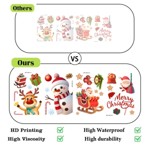 High-definition Christmas static window stickers showing Santa and snowman detail