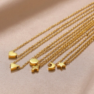 Minimalist gold stainless steel necklaces with geometric heart star and moon pendants