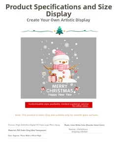 Detailed specs of double-sided snowman Christmas window stickers made of PVC static film