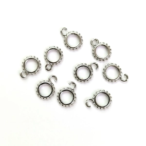Poliertes 14k goldgefülltes Silber-Anhänger-Bails mit Perlenrand und Hängeschlaufen