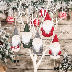 Christmas Gnome Ornaments Knitted Fabric Faceless Old Man Hanging Dolls Long Beard Pointy Hat Dangle Legs Tree Decor