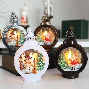 Christmas Lantern Retro LED Night Light Santa Snowman Desktop Decoration Plastic Festival Ornament