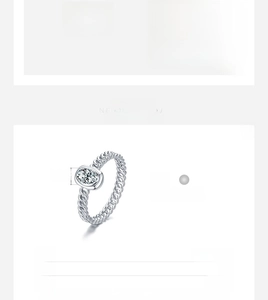 Detail showing s925 silver chain ring band with oval sparkling cubic zirconia stone