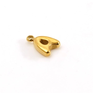 Polished 18K gold plated stainless steel letter A bubble pendant for DIY jewelry