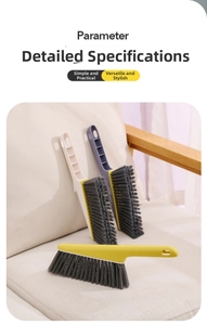 Close-up of soft cleaning brushes with hanging holes in cream, purple, and yellow tones
