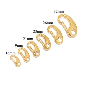 Detailed size chart for gold stainless steel lobster clasps from 16mm to 32mm length