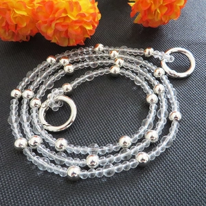 Crossbody DIY crystal bead chain strap with silver metal beads and spring ring clasps