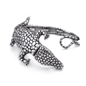 Bracelet Animal Crocodile Acier Inoxydable 316L Bijoux Hip Hop Vintage Pour Hommes Style Punk Rétro Lien Articulé