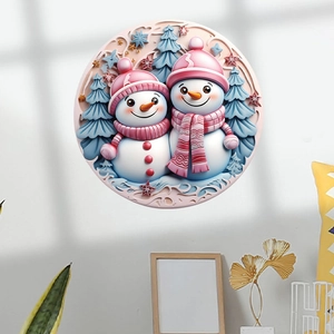 Christmas Wall Stickers 3D Visual Effect Snowman Santa Claus PVC Removable Self-Adhesive Decals For Living Room Decor