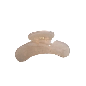 Minimalist beige jelly hair claw clip with translucent curved design for women hair styling