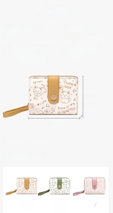 Detailed size and structure specifications for the cute cat print women's PU leather wallet