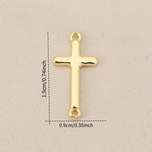 18K gold plated copper cross connector pendant 1.9x0.9cm for DIY jewelry making