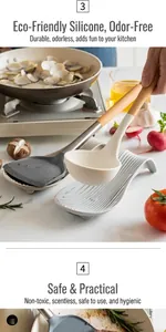 Gros plan d'un repose-cuillère en silicone résistant à la chaleur avec texture ondulée