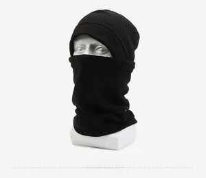 Detail of black fleece tactical neck gaiter mask showing soft texture and full coverage