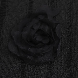 Robe longue moulante noire élégante avec décoration florale 3D et tissu en maille