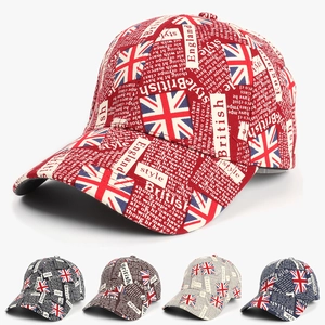 Vintage British Flag Baseball Cap Union Jack Newspaper Print Cotton Adjustable Snapback Sun Hat For Men And Women
