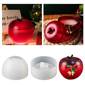 Moule En Silicone En Forme De Pomme Boîte De Rangement Résine DIY Bougie Parfumée Artisanat Noël Décoration