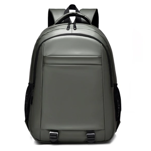 Large capacity dark grey business laptop backpack with waterproof matte finish for travel