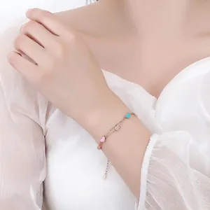 Elegant S925 sterling silver double-layer heart bracelet in rose gold finish for women