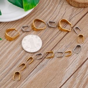 Polished stainless steel pendant clasps in gold and silver for DIY jewelry making