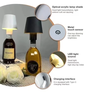 Rechargeable LED Wine Bottle Lamp Head Metal Acrylic Touch Dimmable Table Top Light For DIY Bottle Decor Bar Restaurant