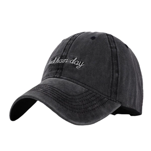 Casquette de baseball gris anthracite délavé avec broderie 'bad hair day'