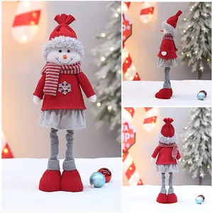 Front, side, and back views of a 115cm retractable Christmas snowman plush toy in red