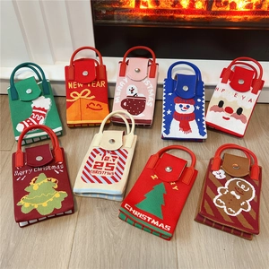Mini Knitted Phone Crossbody Bag Christmas Santa Snowman Tree Pattern Portable Small Handbag For Women Girls