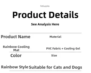 Detail showing PVC fabric and cooling gel layers for pet mats designed for cats and dogs