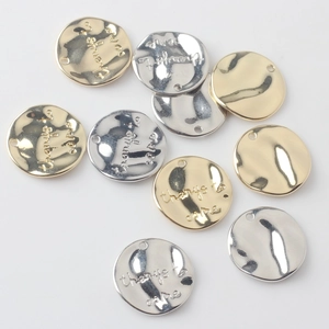 Round Alloy Pendants Hammered Metal Charms Engraved Letter Disc Jewelry Findings For DIY Earring Making Craft Supplies