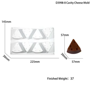 Detailed view of 8-cavity cheese silicone mold with dimensions for DIY resin and cakes