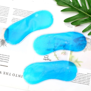 Three-piece set of blue cooling gel eye masks with PVC shell for cold and hot therapy