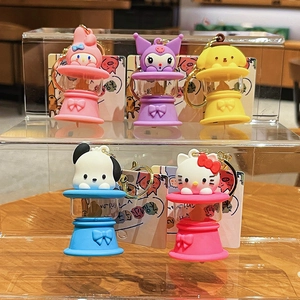 Cute Sanrio cartoon night light keychains featuring Hello Kitty and My Melody on display
