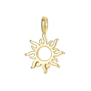 Elegant 14K gold plated copper sun pendant charm for necklaces and jewelry making