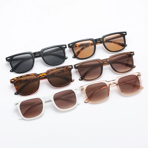 Classic square frame sunglasses with silver rivets in a multi-color collection display
