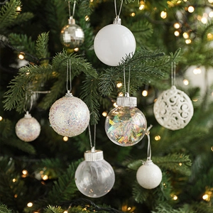 Assorted Christmas ball ornaments set with transparent, frosted and hollow designs