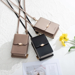 Detailed view of PU leather crossbody bags with leaf metal buckles in three colors
