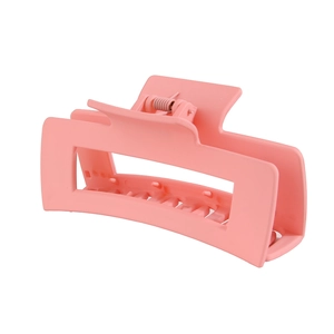 Pinza per capelli rettangolare rosa opaco con design a incavo e finitura satinata