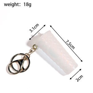 Size specifications of the miniature durian cup keychain with gold chain and dimensions