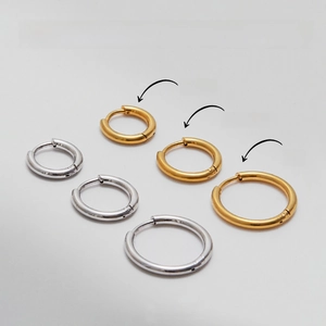 Classic Hoop Earrings 18K Gold Plated Stainless Steel Geometric Minimalist Waterproof Hypoallergenic For Women