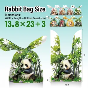 Cartoon animal rabbit ear gift bags for candy with pandas and bears, 13.8x23x3cm size